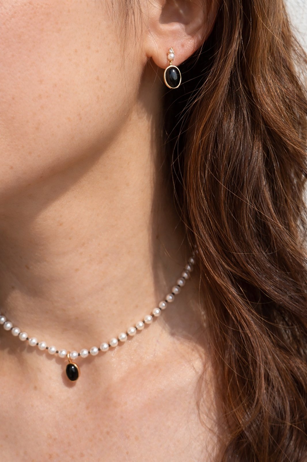 victorian pearl choker with onyx pendant | vasa new york